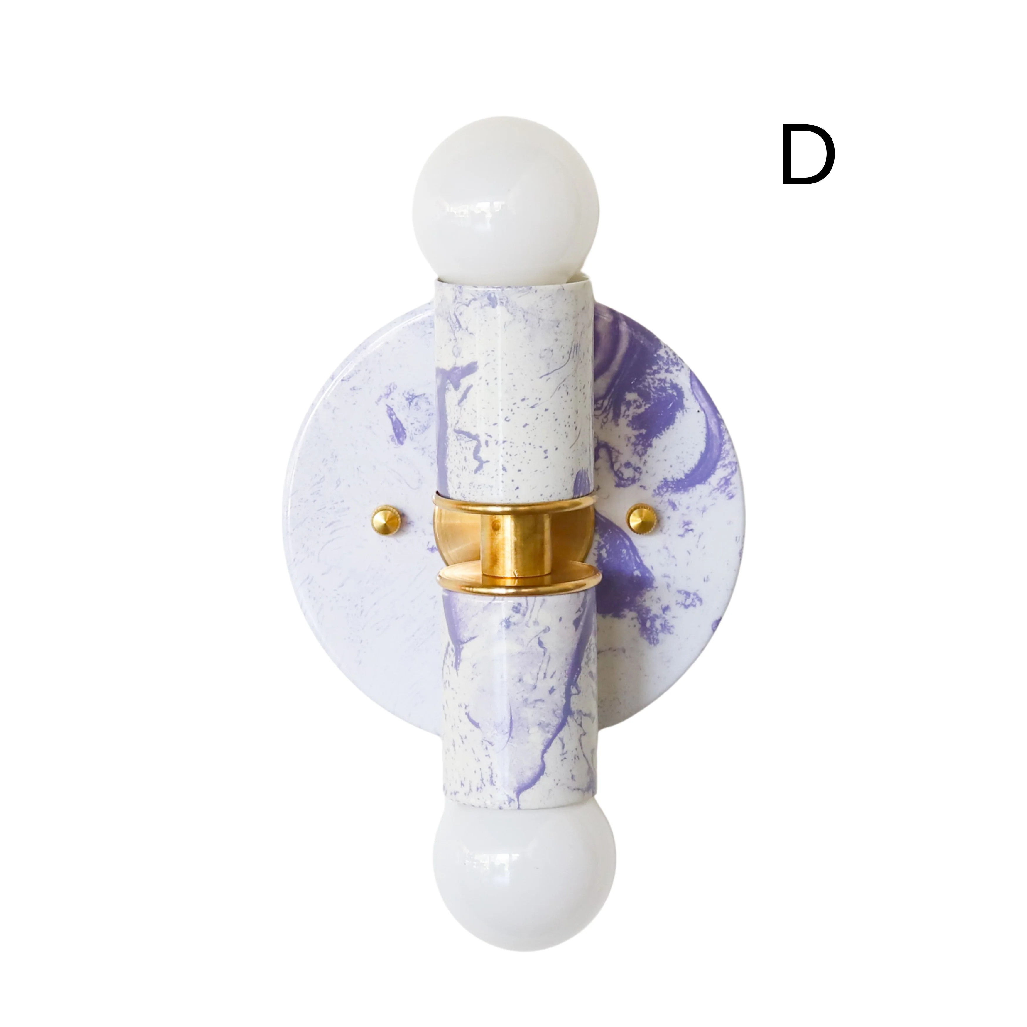 White & Lavender Marbled Small Thalia Sconces - Image 5