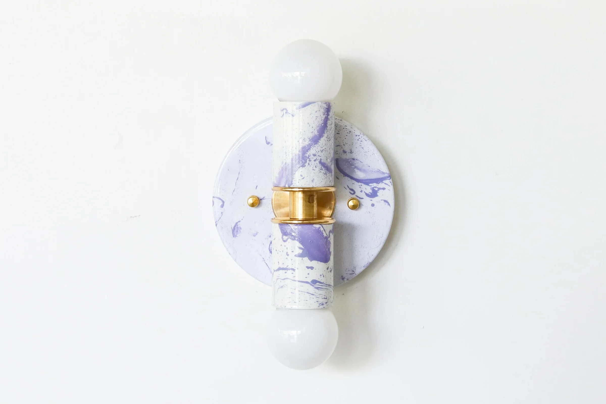 White & Lavender Marbled Small Thalia Sconces - Image 8